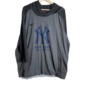 Nike MLB New York Yankees Mens XXL Dri Fit 3/4 Sleeve  T Shirt Hoodie w/ Pockets